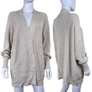 Zara Women Size M Cream Oversized Open Knit Cardigan NEW Sweater Lounge Casual